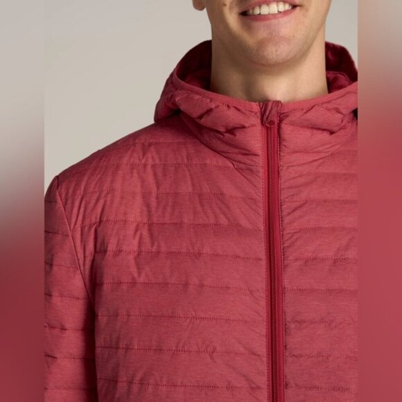 American Tall - Men's Packable Puffer Jacket - Red Space Dye. Size: XLT. (1710) - Picture 11 of 14